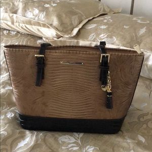 Brahmin tan and black shoulder bag